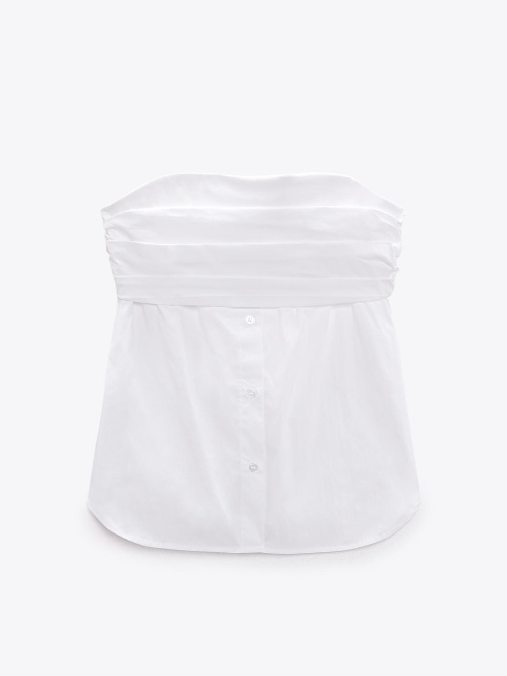 Zara Strapless White Stretch Popplin Top Size XS